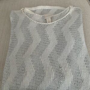 Chico's Gray and White Chevron Sweater